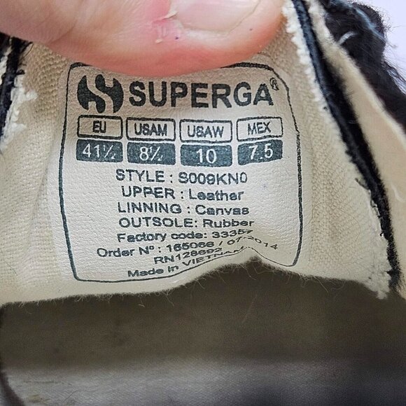 Superga Pony Hair Platform Sneakers Shoes Black & White Women’s Size 10 Lace Up - Picture 9 of 10